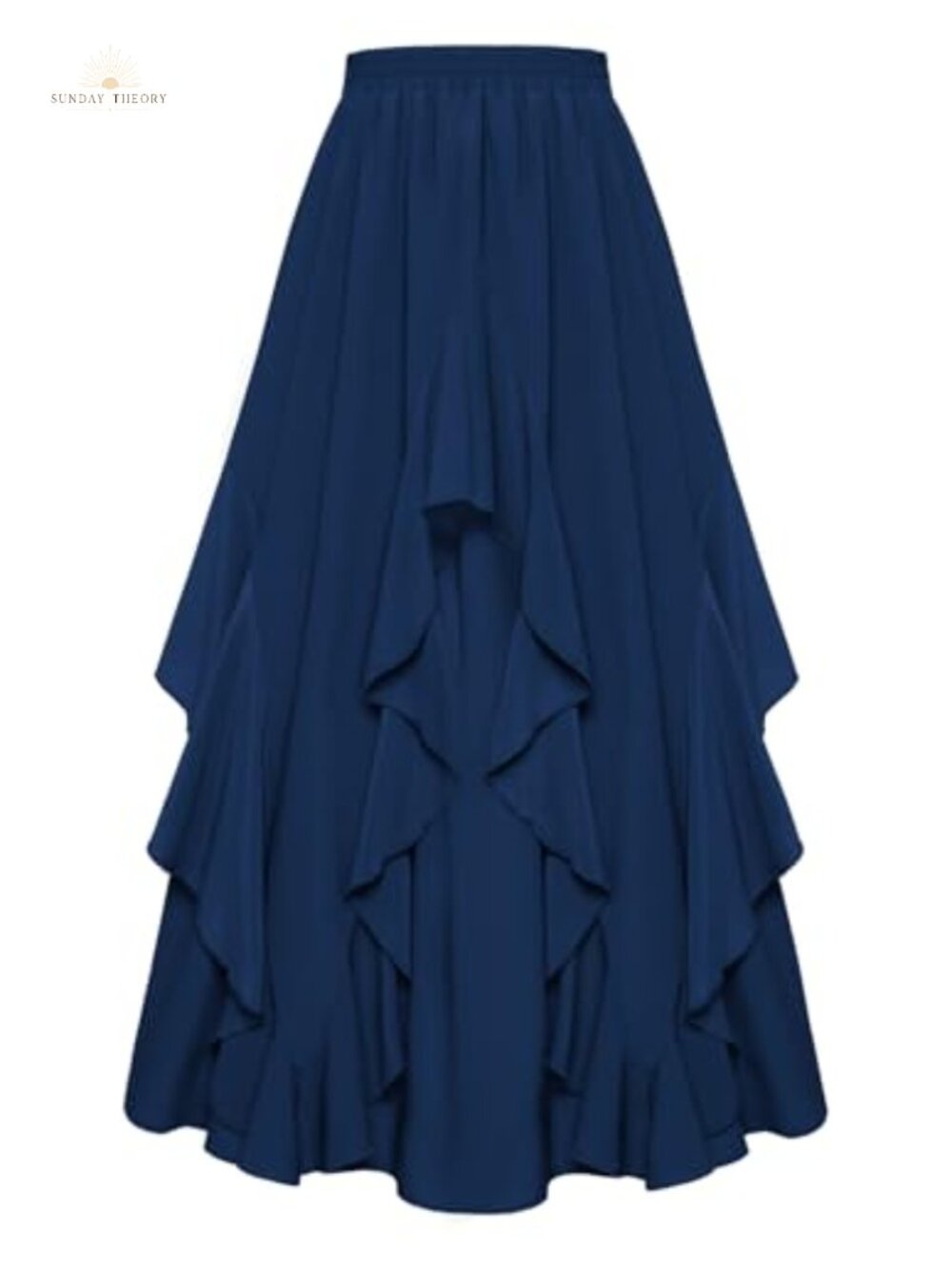 Ruffled A-Line Maxi Skirt Flowy Renaissance Double-Layered